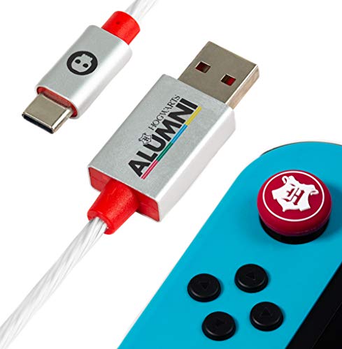 Numskull Offizielle Harry Potter LED-USB-Kabel Typ C und Daumen-Stick-Griffe - 1,5m Schnell-Ladekabel, Nintendo Switch Controller von Numskull