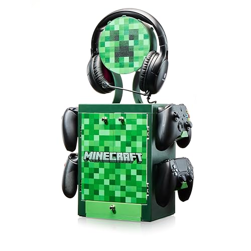 Numskull Offizieller Minecraft Creeper Gaming-Schrank Controller-Halter & Headset-Ständer für PS5, Xbox Series X|S und Nintendo Switch von Numskull