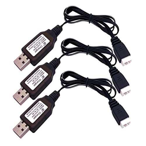 3 Packungen 7,4 V 2S LiPo Akku USB Ladekabel 1A Schnellladung mit XH-3P Stecker für RC Auto LKW Rock Crawler FPV Drohne Flugzeug Boot Racing Quadcopter Hubschrauber Airsoft SCX24 von Nuofany