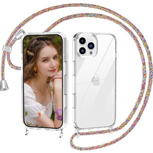 Nupcknn Handykette für iPhone 16 Pro Max Hülle mit Band,Ultra Dünn Transparent Handyhülle (Abnehmbar Einstellbar) Necklace mit Kordel zum Umhängen Kameraschutz Handy Kette Stossfest Schutzhülle von Nupcknn