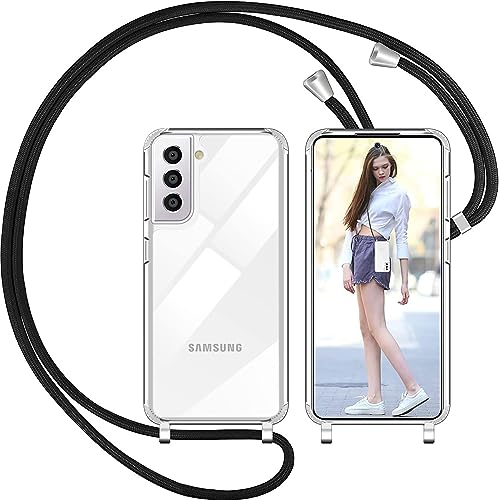 Nupcknn Liquid Silikon Handykette Hülle für Samsung Galaxy S21 5G(6.2") Hülle Silikon Necklace(abnehmbar) Hülle mit Kordel zum Umhängen Handy Schutzhülle mit Band（Transparent） von Nupcknn