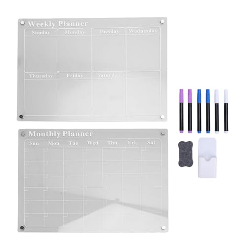 Nurnesy Kühlschrankkalender, Trocken Abwischbares Acryltafel-Set mit 6 Markern, Zeitplantafel für Monatliche Wochenplanung für die Familie, 39,9 X 30 Cm von Nurnesy