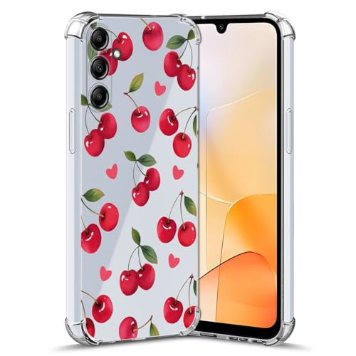 Nuxiady Hülle für Samsung Galaxy S25 Silikon Transparent Handyhülle Dünne Bumper schutzhülle Stoßfeste Kratzfestes Blume Case Weiche Cover Kompatibel mit Galaxy S25, Kirsche von Nuxiady