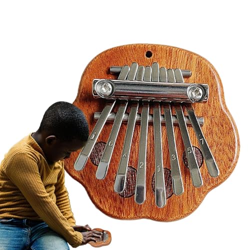 Niedlicher Kalimba-Daumen, weiches Fingerklavier, tragbares Fingerinstrument, 8-Tasten-Marimba-Musikanhänger, exquisites Finger-Daumenklavier für Anfänger, Kinder, Holz, Stahl, Metall von Nuytghr