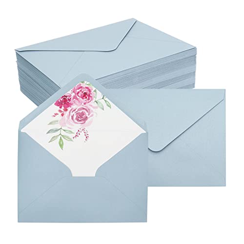 50 Stück Brief-Umschläge-13.4 x 19.2 cm Umschläge Briefkuvert mit Blumenmuster, für Grußkarten Einladung Geburtstagskarten(Blau) von Nwvuop
