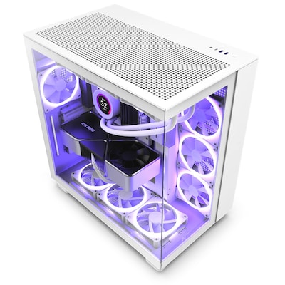 NZXT H9 Flow White Midi Tower ATX Gaming Gehäuse weiß mit Glasfenster von Nzxt