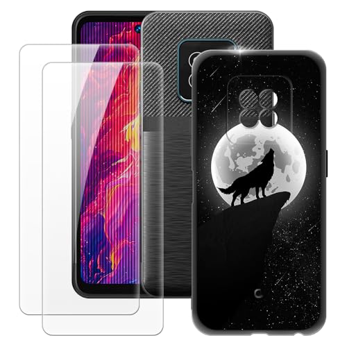 OAGELIM Hergestellt für AGM X6 Hülle + 2 Displayschutzfolien aus gehärtetem Glas, ultradünn, stoßfest, weiche TPU-Silikon-Abdeckung für AGM X6 Zero (17,2 cm) von OAGELIM