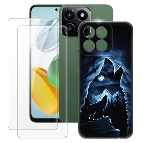 OAGELIM Hergestellt für Huawei Honor Play 60 Plus 5G Hülle + 2 Displayschutzfolien aus gehärtetem Glas, ultradünn, stoßfest, weiche TPU-Silikon-Schutzhülle für Huawei Changwan 60 Plus 5G (17,2 cm) von OAGELIM