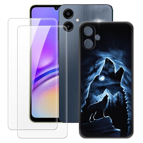 OAGELIM Hergestellt für Samsung Galaxy A06 4G Hülle + 2 Displayschutzfolien aus gehärtetem Glas, ultradünn, stoßfest, weiches TPU-Silikon-Cover für Samsung Galaxy A06 4G von OAGELIM