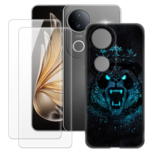 OAGELIM Hergestellt für Vivo S20 5G Hülle + 2 Displayschutzfolien aus gehärtetem Glas, ultradünn, stoßfest, weiches TPU-Silikon-Cover für Vivo S20 5G 16,9 cm (6,7 Zoll) von OAGELIM