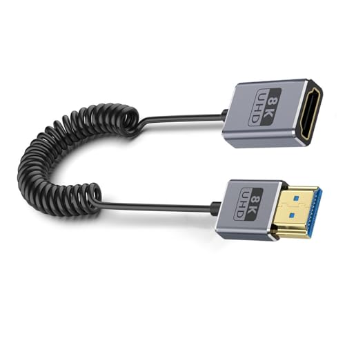 OAJABBGE 2.1 Version Spring Video Kabel 8K60Hz 48 Gbit/S Schnelles Getriebe Für Gaming Und Heimkino Coiled Verlängerungskabel 70 Cm von OAJABBGE