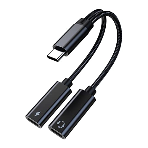 OAJABBGE Dualer USB C Kopfhörer Ladeadapter Typ C Ohrhörer Splitter USBC Ladebuchse Kopfhörerkabel von OAJABBGE