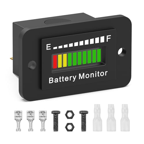 Batterieanzeige, IPX65 Batterie Monitor,12V 24V 36V 48V 60V 72V Spannungsanzeige, Batterie Kapazität Messgerät für Golf CART Yamaha Club CAR EZGO Stacking Machine Motorcycle von OBDMONSTER