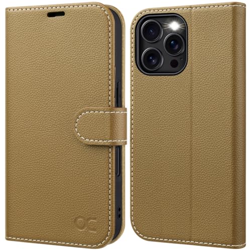 OCASE iPhone 16 Pro Hülle Handyhülle Premium PU Leder, Kartenfach Standfunktion, RFID Rehutzhülle Klapphülle Handytasche Lederhülle Kompatibel für iPhone 16 Pro 6,3 Zoll Kupfer von OCASE