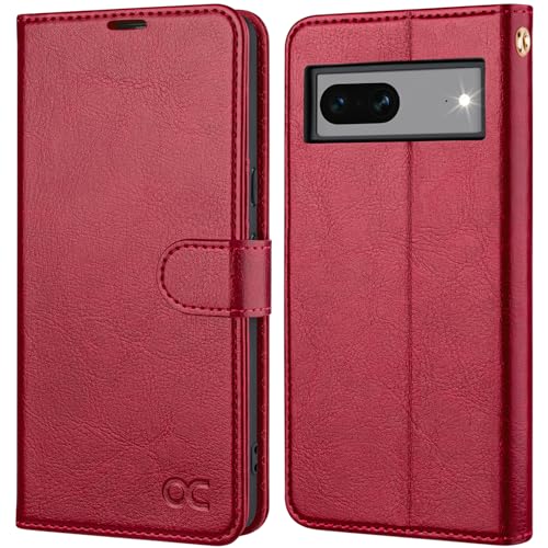 OCASE Google Pixel 8 Hülle PU Leder [Standfunktion] [Kartenfach] [RFID-Sperrung Schützt] Handyhülle Lederhülle Klapphülle Kartenfach Flip Cover für Pixel 8 Handy hülle Leather Rot von OCASE