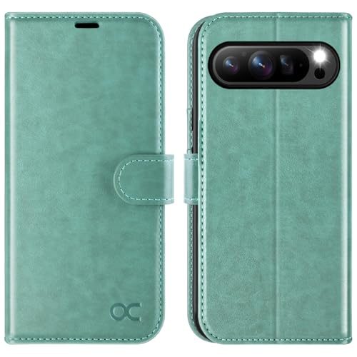 OCASE Kompatibel für Google Pixel 9 Pro XL Hülle PU Leder [Standfunktion] [Kartenfach] [RFID-Sperrung Schützt] Handyhülle Lederhülle Klapphülle Kartenfach Flip Cover Grün von OCASE