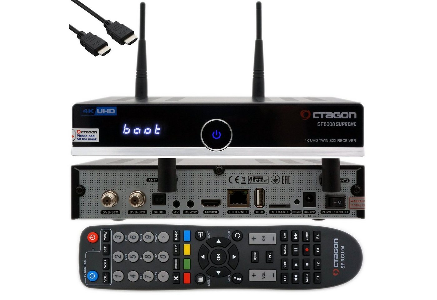 OCTAGON SF8008 4K TWIN SUPREME UHD E2 2xDVB-S2X Linux PVR Twin Sat Receiver SAT-Receiver von OCTAGON