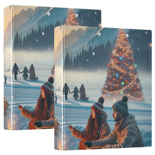 Winter-Camping mit Weihnachtsbeleuchtung, Klemmbrett, 3-Ringbuch mit Klemmbrett, Aktenordner für Bürobedarf, 1 Packung von ODAWA