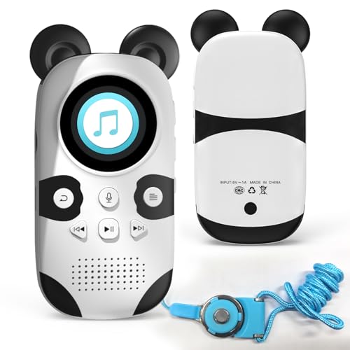 64GB MP3 Player Kinder Bluetooth 5.3, integrierte 18-Schlafmusik, Lautsprecher, One-Touch-Aufnahme, tragbarer süßer Panda für verlustfreien HiFi-Sound, UKW-Radio, Sprachaufzeichnung, Wecker von ODEJOI