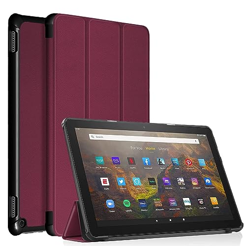 ODQQDO 11-Zoll-Tablet-Hülle 2023 Smart Case mit Auto Schlaf/Wach Ständer Schutzhülle Flip Cover,Nicht verfügbar für ipad 10.2(Wine Red) von ODQQDO