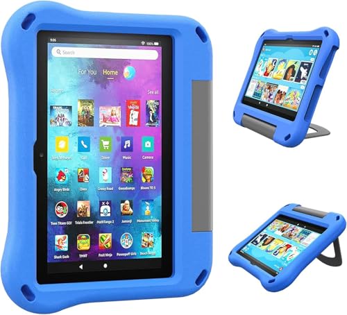 ODQQDO Tablet-Schutzhülle für alle Fire HD 8 Kinder (12/10. Generation, Version 2022/2020), 20,3 cm (8 Zoll), Multi-Winkeleinstellung, dick, stoßfest, nicht kompatibel mit Samsung HTC LG Tablet, Blau von ODQQDO