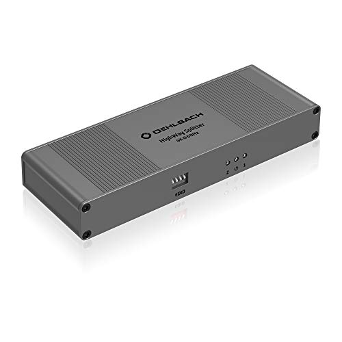 Oehlbach Highway HDMI Splitter 1:2 - Verlustfrei Audio- & Video-Signalübertragungen aktiv aufteilen - Ideal für 4K, HDR, Dolby Vision, 3D, 1080p, 2160p, UHD, 4K mit 60Hz - Silber von OEHLBACH