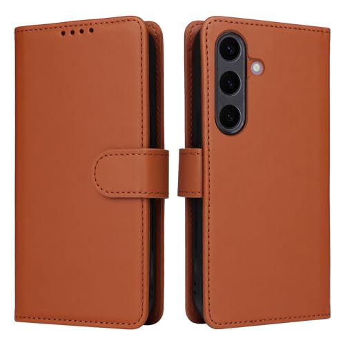 Filp Case-Telefonhalter Kompatibel mit Samsung Galaxy S25 Plus Wallet Case, abnehmbare Rückseite mit Kartenhalter/Handschlaufe, PU-Leder Flip Folio Case mit Magnetständer, stoßfeste Handyhülle(Brown) von OEJROSKJ