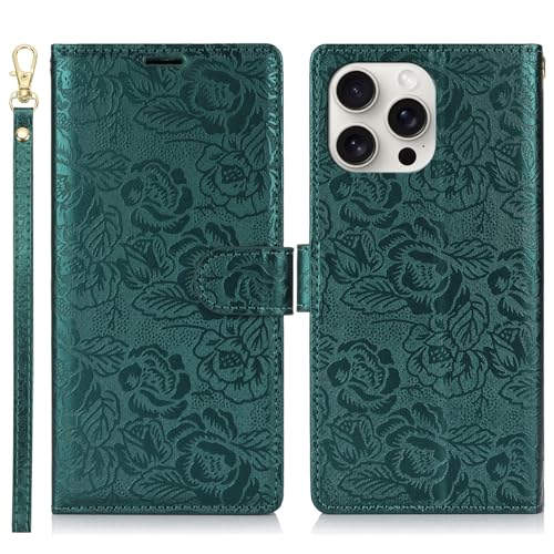 Filp Case-Telefonhalter Kompatibel mit iPhone 16 Pro max Wallet Case, PU-Leder Magnetverschluss Flip Folio Case mit Kartenhaltern Kickstand & Lanyard Stoßfeste TPU-Innenschale Handyhülle Kompatibel mi von OEJROSKJ