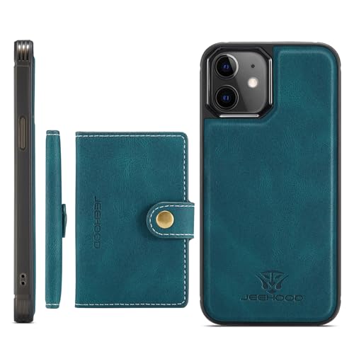 Handyhülle hinten Kompatibel mit iPhone 12 Pro Max Hülle, Brieftasche mit Kreditkartenhalter, magnetische abnehmbare Hülle, Brieftaschenhülle mit Ständer, stoßfeste Abdeckung Compatible with iPhone 12 von OEJROSKJ