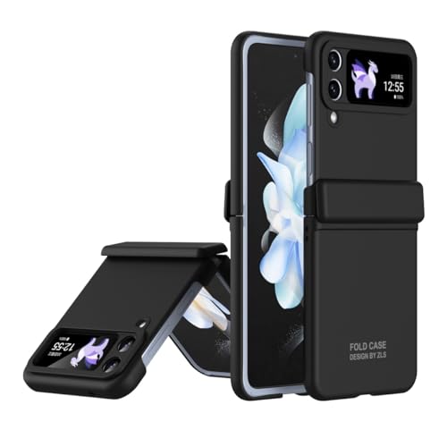 OEJROSKJ Filp Case-Telefonhalter Kompatibel mit Samsung Galaxy Z Flip 4 Hülle mit Scharnierschutz, Ganzkörper-Hart-PC, schlanke, stoßfeste Schutzhülle Compatible with Samsung Galaxy Z Flip 4(Black) von OEJROSKJ