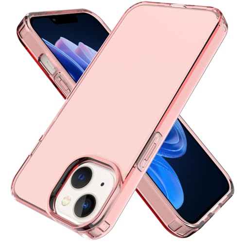 OEJROSKJ Handyhülle hinten Kompatibel mit iPhone 14 Clear, [Kristallklar] [Nicht vergilbend] Schlanke, stoßfeste, verstärkte Fallschutzhülle aus flexiblem TPU for die Rückseite des iPhone 14(Pink) von OEJROSKJ