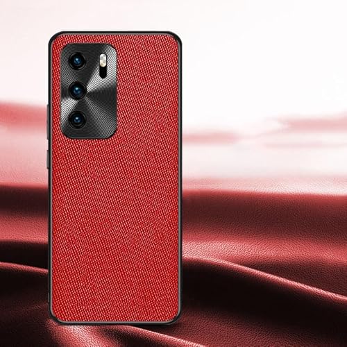 OEJROSKJ Schutzhülle für Huawei P 40, Leder, hochwertig, elegante Handyhülle mit Kameraschutz, rutschfest, stilvolle Textur, robuste, schlanke Handy-Schutzhülle, Rot von OEJROSKJ