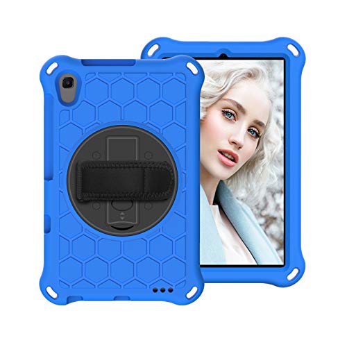 Tablet PC Tasche, Hülle Compatible with Huawei MediaPad M5 Lite 8.0 "Stoßfestes Tablet-Kids-Gehäuse mit rotierender Ständer, robuster Pflicht, Stand- und Schultergurt, Griff(Blue+Black) von OEJROSKJ