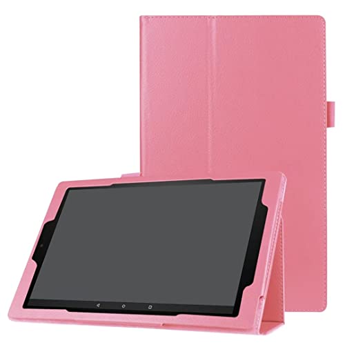 Tablet PC Tasche, Hülle Textur-Ledertablettenkoffer Compatible with Kindle-Feuer HD10 (2017/2019) Slim Faltständer Folio Protector Stoßfest Rückseite der Rückseite mit Halter(Pink) von OEJROSKJ