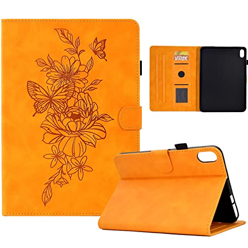 Tablet PC Tasche, Hülle Kompatibel mit 10. Generation 10,9" Hülle 2022 veröffentlicht, Premium Lederhülle Slim Folding Stand Folio Cover Schutzhülle mit Kartensteckplatz/Auto Sleep Wake(Orange) von OEJROSKJ