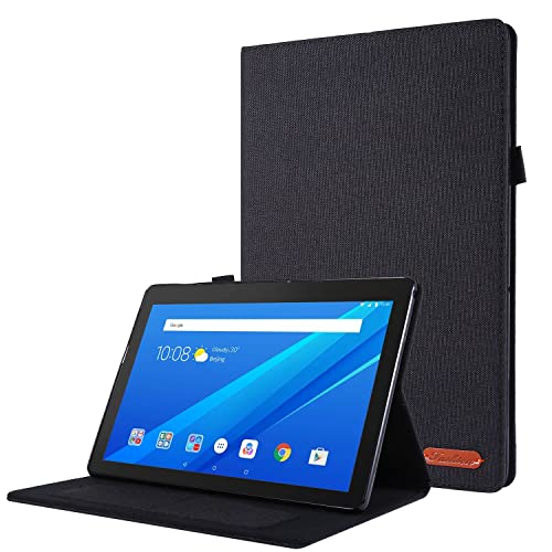 Tablet PC Tasche, Hülle Kompatibel mit Lenovo Tab M10 TB-X505F / TB-X605F (10,1 Zoll) Hülle, Flip Fold Stand Case Schutzhülle aus Stoff mit Druck und Auto Wake Sleep mit Kartenfächern(Black) von OEJROSKJ