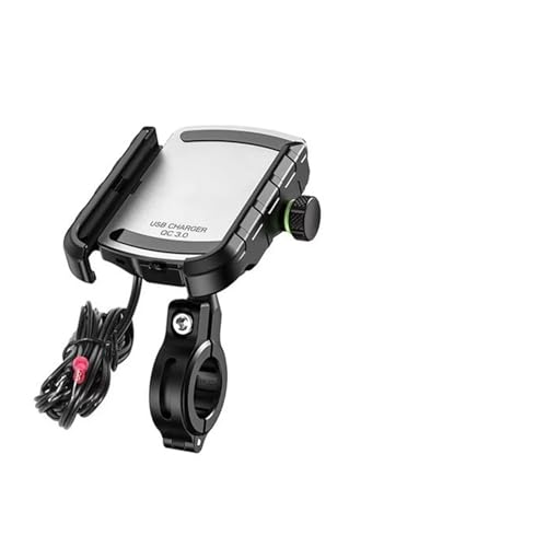 OEXRIG Fahrrad Handyhalterung Motorrad-Telefonhalter Mit QC3.0-USB-Ladegerät Für Motorrad-Lenker-Rückspiegel GPS-Ständer Halterung Handy-Halterung Motorrad Handy Halterung(Silver QC3.0 Charger) von OEXRIG