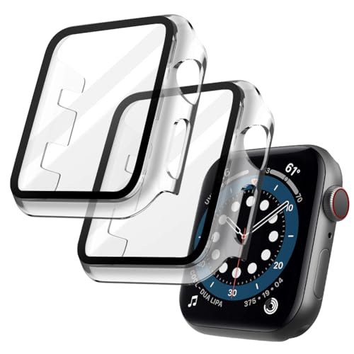 OFFCUP Hard Hülle mit Glas Displayschutz, 2 Stück Rundum Schutzhülle für Apple Watch Series 3 / Series 2 42mm, Ultradünne Gehäuse PC Schutz Case Eingebaut Kratzfest Hartglas Schutzfolie (Transparent) von OFFCUP