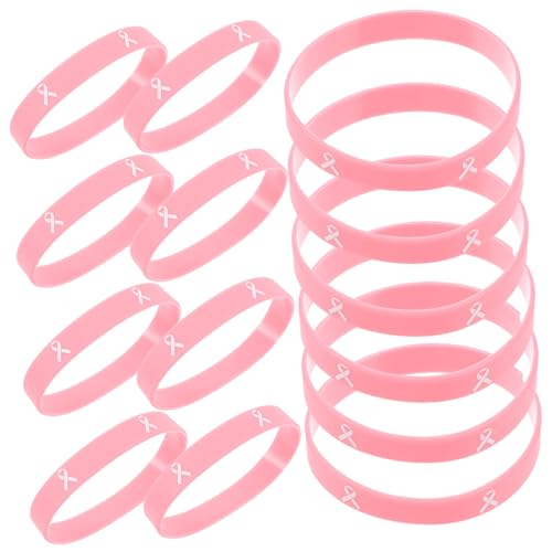 OFFSCH 20St Brustkrebs Armband elastisches armband Bewusstseinsarmbänder Silikonbänder personalisierte Silikonarmbänder Brustkrebs-Armbänder für Frauen Bandarmbänder Kieselgel Rosa von OFFSCH