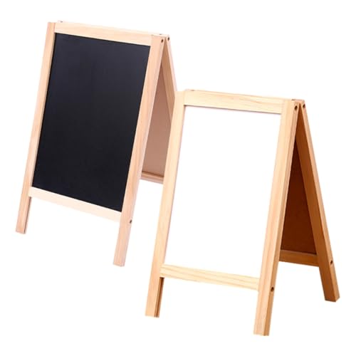 OFFSCH 2st Doppelseitige Kleine Tafel Kreidetafel Für Kinder Studenten-whiteboard Studenten-forum Löschbares Whiteboard Schüler-whiteboard Freistehende Kreidetafel Vertikale Tafel Holz von OFFSCH