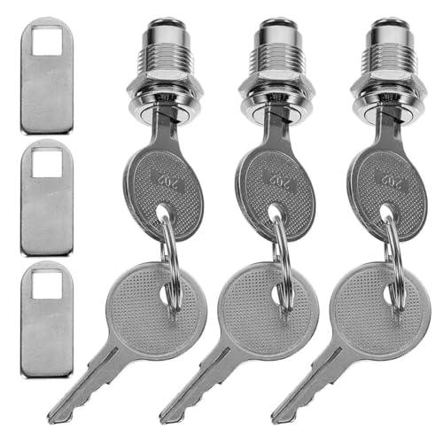 OFFSCH 3Er-Set-Box Nockenschloss pädiprotect schutzzelt Cam-Lock locks kleiderscharank Schloss für Schrank Werkzeugkastenschloss Austausch von Aktenschrankschlüsseln Zinklegierung Silver von OFFSCH