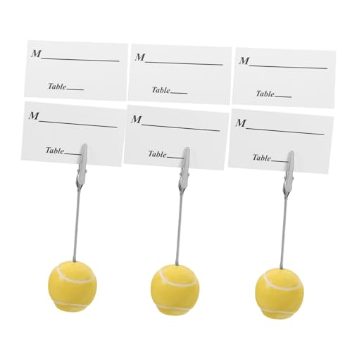 OFFSCH 3St Ball-Memo-Ordner Tennis Kartenhalter Tischkarten Halter Tischnummern Halter Büroclip Tennis tischdeko hochzeit Bildhalter für Schreibtisch Büroklammer-Memo Metall Yellow von OFFSCH