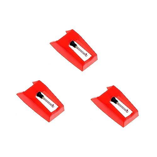 OFFSCH 3St Stift Plattenspieler Ersatz Nadeln Plattenspieler-Nadeln pickpot schallplattennadeln drehteller Austausch der Plattenspielernadel Stylus-Nadeln Kunststoff und Aluminium rot von OFFSCH