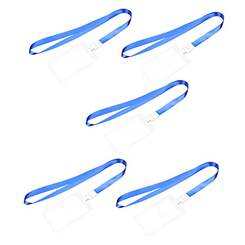 OFFSCH 5st Transparente Arbeitskarte Ausweishülle Lanyard Mit Id-halter Schlüsselband Kreuzfahrt-lanyard Vertikaler Halter Id-karten-abdeckung Ausweishalter Mit Umhängeband Bus Pp Blue von OFFSCH