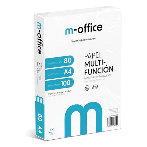 A4-Papier, 80 g, Packung mit 100 Blatt, Multifunktionspapier für Inkjet- und Laserdrucker, A4-Blätter, 210 x 297 mm, ideal für Büro und Zuhause · m-office (100 Blatt) von OFITURIA