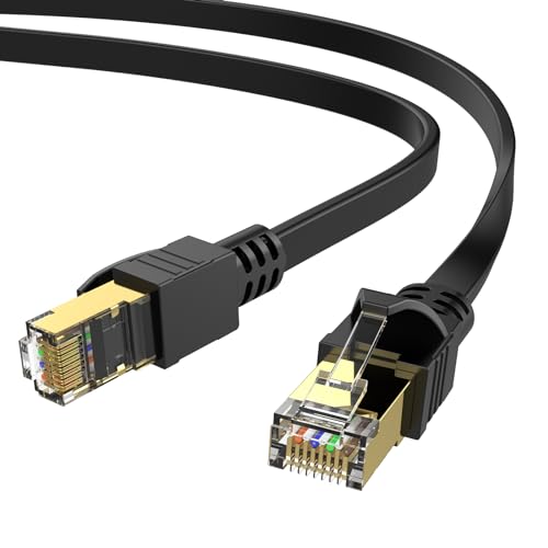 OFNPFTTH Cat 8 Ethernet-Kabel, 15 m, Hochgeschwindigkeits-Internetkabel, für den Innen- und Außenbereich, geschirmt, langes LAN-Netzwerk-Patchkabel mit RJ45-Anschlüssen für Modem, Gaming, Laptop, von OFNPFTTH