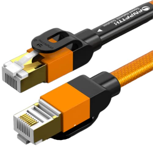 OFNPFTTH Ethernet-Kabel CAT7 2M geflochtenes Lan-Patchkabel aus Nylon mit hoher Geschwindigkeit geschirmt RJ45 10Gbps 600MHz Orange von OFNPFTTH
