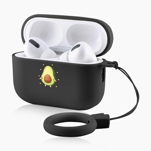 Schutzhülle für Airpods Pro 2. Generation, niedliches Avocado-Motiv, Kawaii-Frucht-Schutzhülle für Airpods Pro 2, weiche TPU-Schutzhülle mit Schlüsselanhänger für Jungen, Kinder, Teenager, Schwarz und von OFQKOAKS