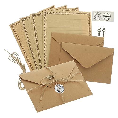 OHPHCALL Retro Briefpapier Und Umschlag Set Aus Strohseidenpapier A5 Schreibpapier Für Einladungen Und Notizen Farbenfrohe Vintage Designs 20 Teiliges Set Mit Umschlägen Und von OHPHCALL