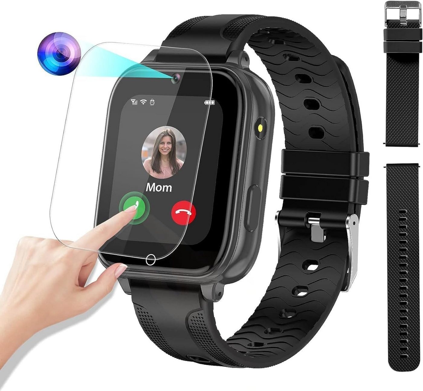 OKYUK GPS Kinder's Smartwatch (1,69 Zoll, Android / iOS), Mit Musikplayer, Gesichtserkennung, SOS und Anti-Verlust-Funktionen. von OKYUK